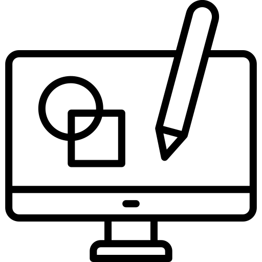 Symbol für Webdesign und grafische Gestaltung auf einem Desktop-Monitor