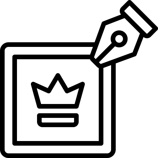 Icon für Logodesign mit Stift und Krone